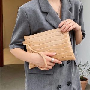 Faux Leather Croc Wristlet